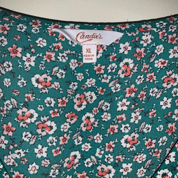 Candies green floral smocked waist & sleeves - Picture 4 of 5